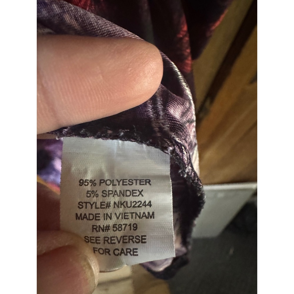 Notations Woman Purple Pink Abstract Floral Pintuck Blouse 2X NKU2244 3/4 Sleeve - Picture 3 of 4